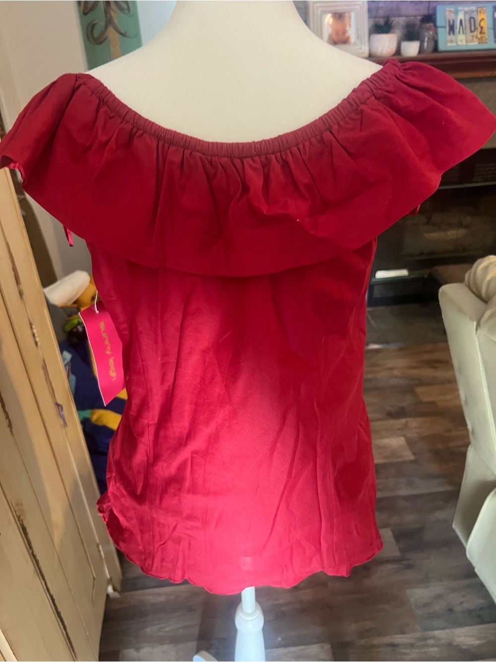 Sunny Leigh Off-Shoulder Ruffle Camisole - Red